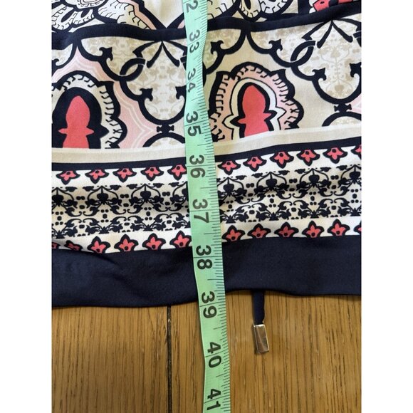 Liz Claiborne Dress Women Size Medium Stretch 3/4 Sleeve Colorful Tie Waist Line - Picture 4 of 12